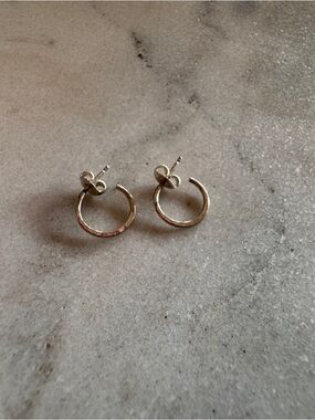 James Avery Silver Hammered Mini Hoop Stud Earrings